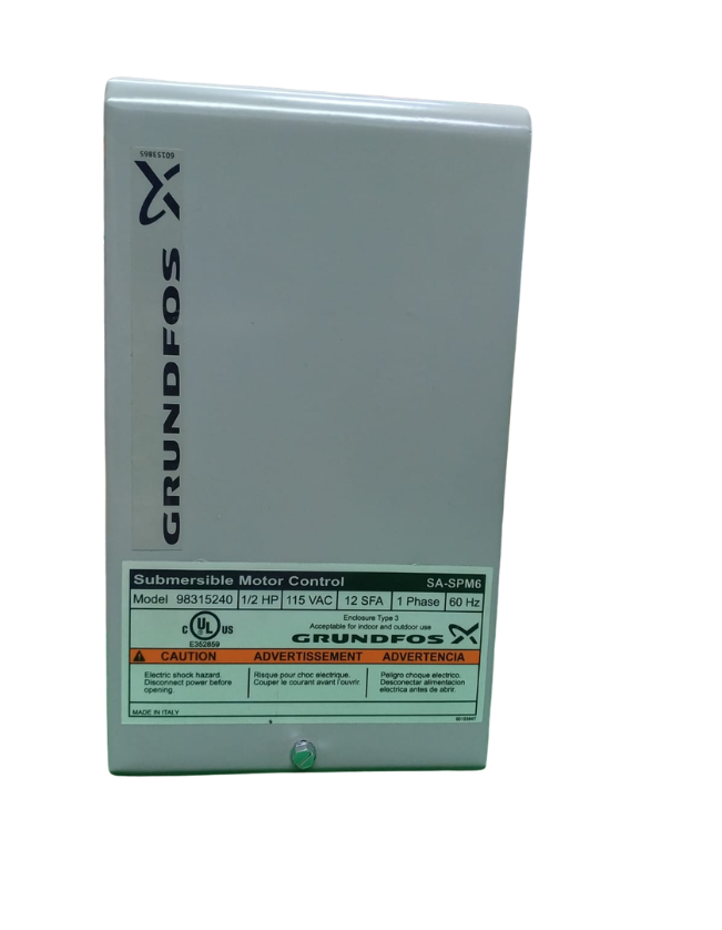 Caja de Control para Bomba Sumergible Monofasica 1/2HP 115V GRUNFOS