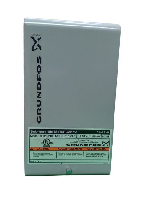 Caja de Control para Bomba Sumergible Monofasica 1/2HP 115V GRUNFOS