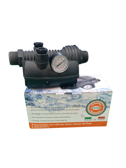 Presurizador con Valvula Check Sensor de Flujo y Manómetro