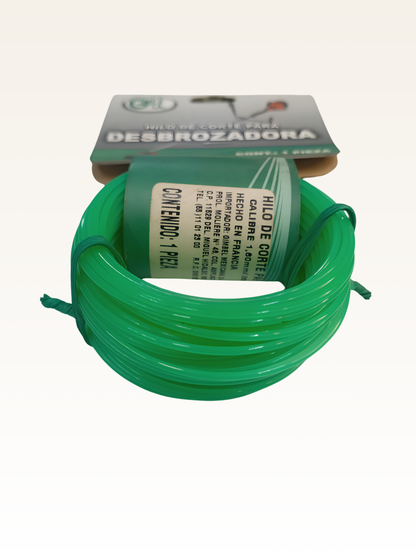 Hilo De Corte Verde Para Desbrozadora Gimex 15 Metros